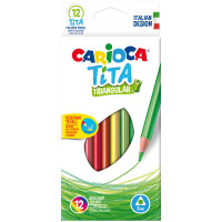 Карандаши пластиковые Carioca 'Tita', 12цв., трехгран., заточен., картон, европодвес, 3 шт/в уп