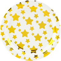 Набор тарелок (7''/18 см) Звезды Микс, Белый/Золото, Металлик, 6шт, 6231393