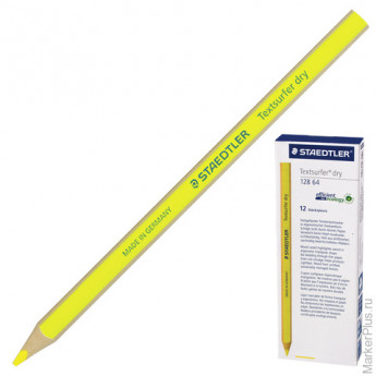 Текстмаркер-карандаш сухой, неон желтый, STAEDTLER (Штедлер), грифель 4 мм, трехгранный, 128 64-1