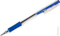 Ручка шариковая автоматическая 'OfficeSpace' синяя, 1мм, грип, прозрачный корпус, 50 шт/в уп