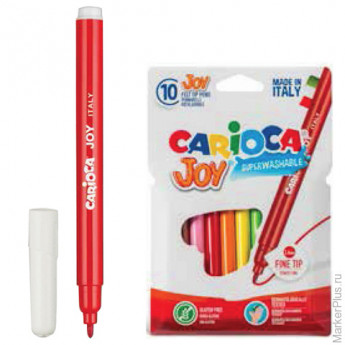 Фломастеры CARIOCA "Joy", 10 цветов, суперсмываемые, вентилируемый колпачок, картонный конв