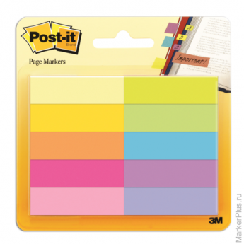 Закладки самоклеящиеся POST-IT Professional, бумажные, 12,7 мм, 10 цветов х 50 шт., 670-10AB