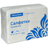 Салфетки бумажные OfficeClean 'Profi Pack', 1 слойн., 24*24см, белые, 400шт.