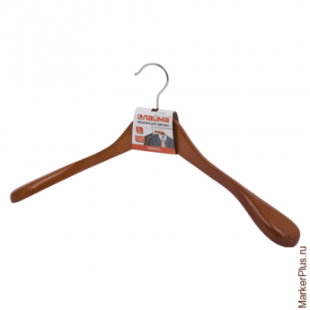 Вешалка-плечики BRABIX "Люкс", для верхней одежды, дерево, 45 см, цвет вишня, 601173