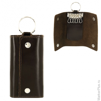 Футляр для ключей BEFLER 'Classic', натуральная кожа, две кнопки, 60x110х15 мм, коричневый, KL.3.-1