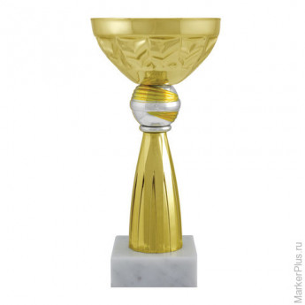 Кубок металлический "Беста" (80х80х160 мм), основание мрамор, "золото", 8566-160-100