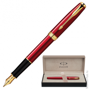 Ручка перьевая PARKER Sonnet Red Lacquer GT корпус красный, латунь, лак, позол. детали,1859476, чер