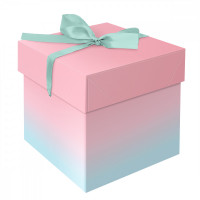 Коробка складная подарочная MESHU 'Duotone. Mint-Pink gradient', (15*15*15см), с лентой
