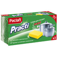 Губки для посуды Paclan 'Practi Maxi', поролон с абразивным слоем, 3шт., комплект 3 шт