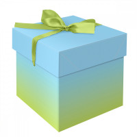 Коробка складная подарочная MESHU 'Duotone. Blue-Green gradient', (15*15*15см), с лентой