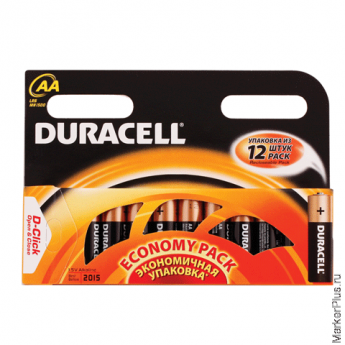 Батарейки DURACELL AA LR6, комплект 12 шт., в блистере, 1,5 В (работают до 10 раз дольше), комплект 12 шт
