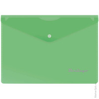Папка-конверт на кнопке A5, 180мкм, зеленая, 10 шт/в уп