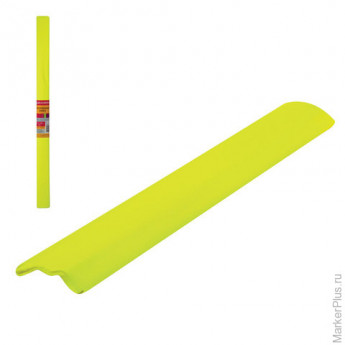 Цветная бумага крепированная BRAUBERG, флуоресцентная, растяжение до 25%, 22 г/м2, рулон, желтая, 50х200 см, 127933