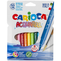 Фломастеры с кистевым пишущим узлом Carioca 'Acquarell', 12цв., смываемые, картон, европодвес