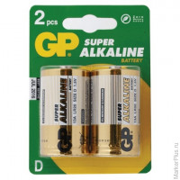 Батарейки GP (Джи-Пи) Alkaline D (LR20, 13А), комплект 2 шт., в блистере, 1.5 В, комплект 2 шт