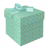 Коробка складная подарочная MESHU 'Stars', (15*15*15см), с лентой, отд. блестками
