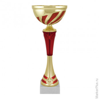 Кубок металлический "Март" (80х80х310 мм), основание мрамор, "золото", стем красный, 8390-310-001