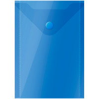 Папка-конверт на кнопке OfficeSpace, А6 (105*148мм), 150мкм, полупрозрачная, синяя, 5 шт/в уп