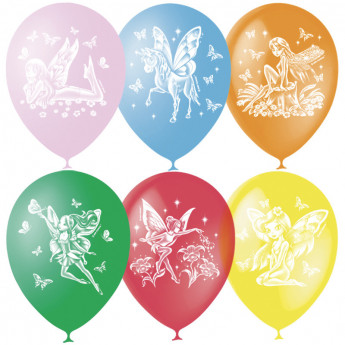 Воздушные шары, 50шт., М12/30см, Поиск "Феи", пастель+декор