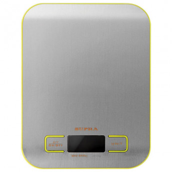 Весы кухонные SUPRA BSS-4075, электронный дисплей, max вес 5 кг, тарокомпенсация, сталь