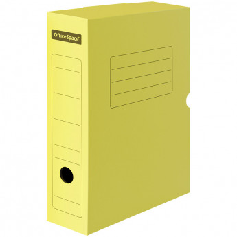 Короб архивный с клапаном, микрогофрокартон, 75мм, желтый, 5 шт/в уп