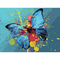 Картина по номерам 40х50 см, ОСТРОВ СОКРОВИЩ 'Голубая бабочка', на подрамнике, акриловые краски, 3 кисти, 662486