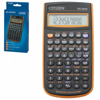 Калькулятор CITIZEN инженерный SR-260NOR, 10+2 разряда, питание от батарейки, 154х80 мм, оранжевый, 