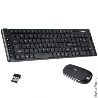 Набор беспроводной SONNEN KB-S100, клавиатура, мышь 2 кнопки+1 колесо-кнопка, черный, 511283