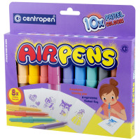 Фломастеры воздушные Centropen 'AirPens Pastel', 10цв.+8 трафаретов, картон. упак., европодвес