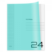 Тетрадь 24л. клетка BG 'UniTone. Neon', пластиковая обложка, неон голубой