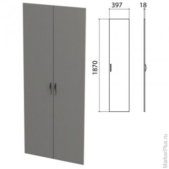 Дверь ЛДСП высокая "Этюд", КОМПЛЕКТ 2шт, (ш397*г18*в1870 мм), серый 03, 400012, ш/к 30511
