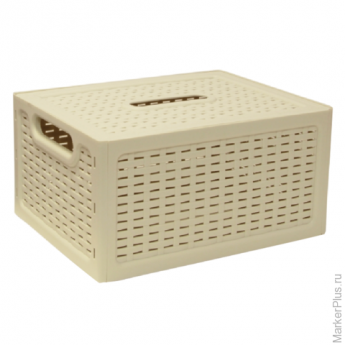 Ящик 6,3 л, с крышкой, для хранения, универсальный, "Ротанг", 12х28х18 см, бежевый, IDEA, М 2372