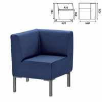 Кресло мягкое угловое 'Хост', 'М-43', 620х620х780 мм, без подлокотников, экокожа, темно-синее