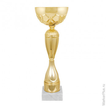 Кубок металлический "Персис" (140х140х390 мм), основание мрамор, "золото", 8746-390-100