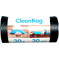 Мешки для мусора 30л КБ 'CleanBag' ПНД, 48*55см, 12мкм, 30шт, черные, в рулоне, комплект 30 шт