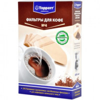 Фильтр для кофеварки бумажный НЕОТБЕЛЕНЫЕ Topperr №4 (100шт.) 3014, комплект 100 шт
