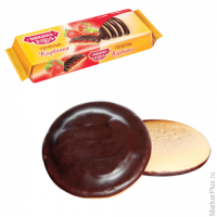 Печенье ЯШКИНО 'Клубника', сдобное, с бисквитом, джемом и шоколадной глазурью, 137 г, ЯП208