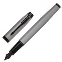 Ручка перьевая PARKER 'IM Achromatic Grey BT', корпус серый матовый, нержавеющая сталь, синяя, 2127619