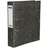 Папка-регистратор OfficeSpace, 70мм, мрамор, черная, нижний метал. кант