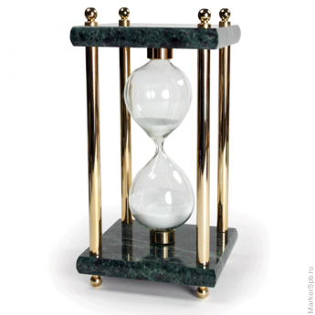 Песочные часы GALANT на 15 минут, зеленый мрамор с золотистой отделкой, 231504