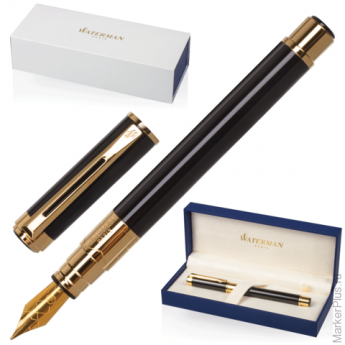 Ручка перьевая WATERMAN "Perspective GT", корпус черный, латунь, позолоченные детали, S0830800, синя