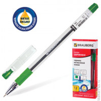 Ручка шариковая масляная BRAUBERG 'Max-oil', c грипом, корпус прозрачный, 0,7 мм, зеленая, 142144