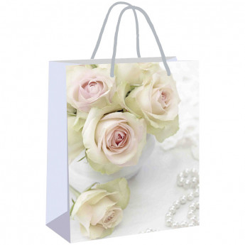 Пакет бумажный 26*32,4*12,7см, Veld-co "Белые розы", ламинированный