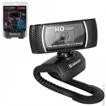 Веб-камера DEFENDER G-lens 2597, HD 720p, 2 Мп, микрофон, USB 2.0, автофокус, регулируемое крепление