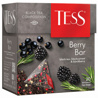 Чай TESS (Тесс) "Berry Bar", черный с ароматом ежевики и черной смородины, 20 пирамидок по 1,8 г, 0785-12