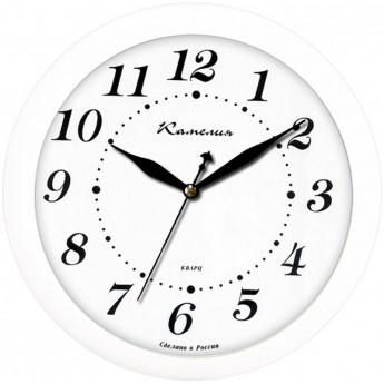 Часы настенные ход плавный, офисные Камелия "Классика в белом", круглые, 29*29*3,5, белая рамка