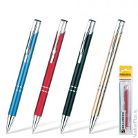 Ручка шариковая BRAUBERG 'Win' бизнес-класса, корпус ассорти, серебристые детали, 1 мм, синяя, 141434