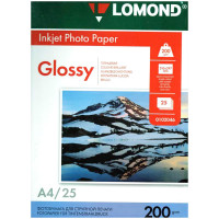 Бумага А4 для стр. принтеров Lomond, 200г/м2 (25л) гл.одн., 2 шт/в уп, комплект 25 шт