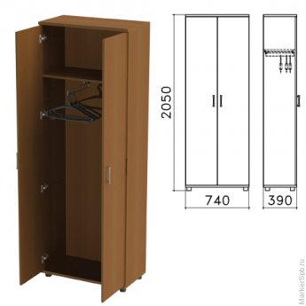 Шкаф для одежды 'Монолит', 740х390х2050 мм, цвет орех гварнери, ШМ49.3