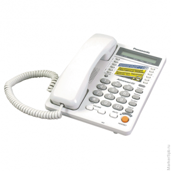 Телефон PANASONIC KX-TS2365 RUW, память на 30 номеров, ЖК-дисплей с часами, автодозвон, спикерфон, K